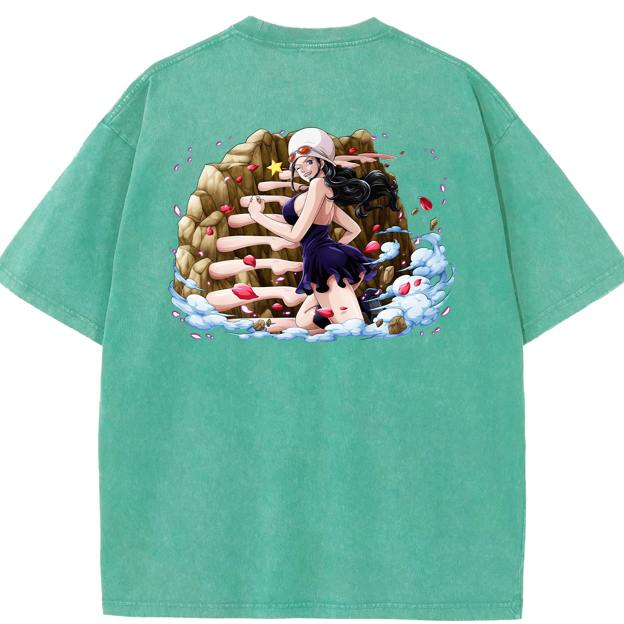 ワンピース ニコ・ロビン ONE PIECE Nico Robin 綿100% ヴィンテージ風 半袖Tシャツ（背面プリント）